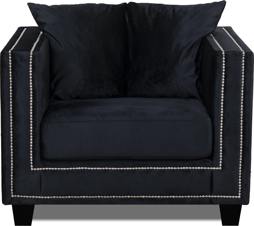 Temple Double Deco lenestol - Svart / s�lv nagler