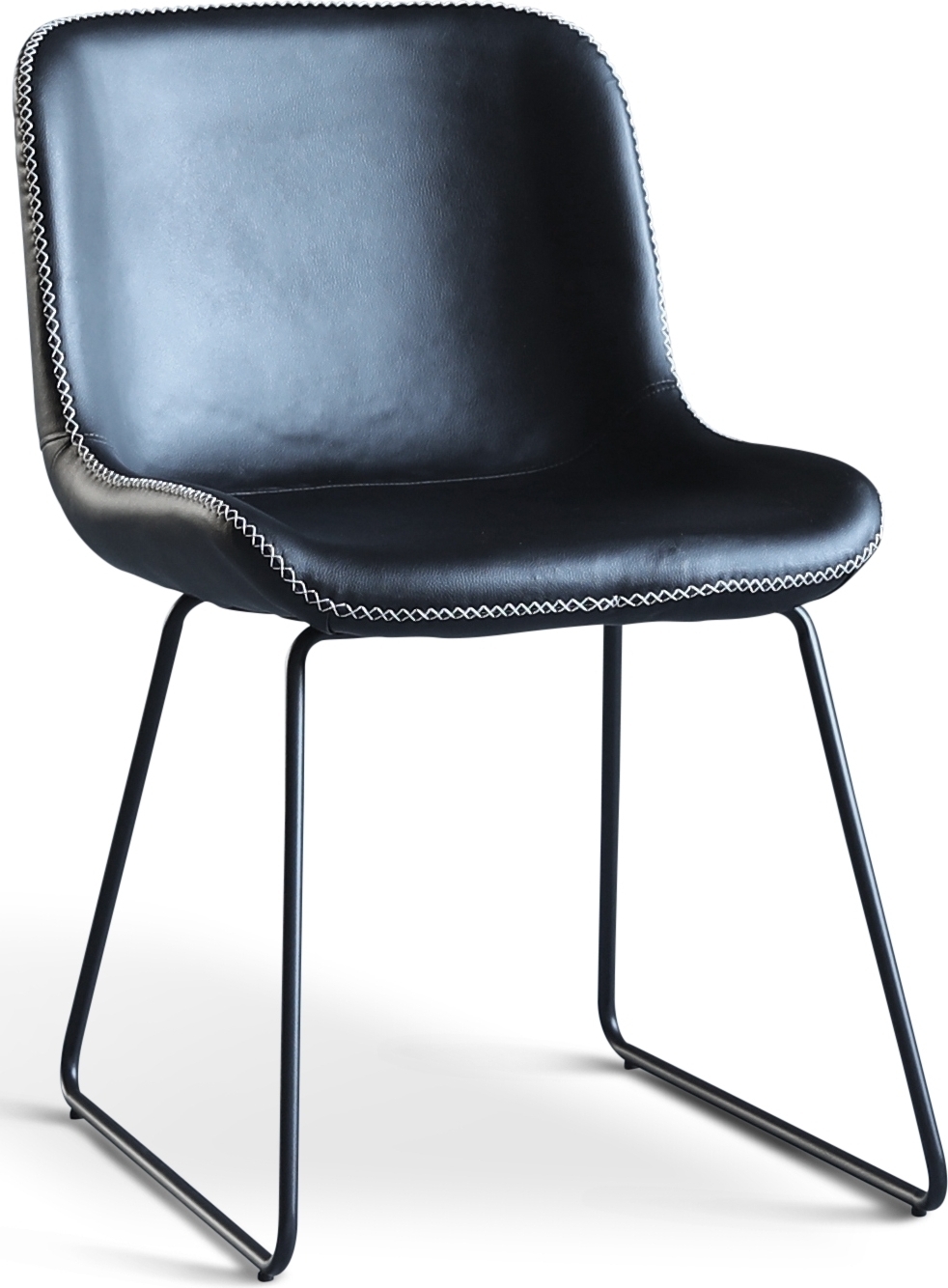 Texas stol i sort PU med lette kontrasts�m