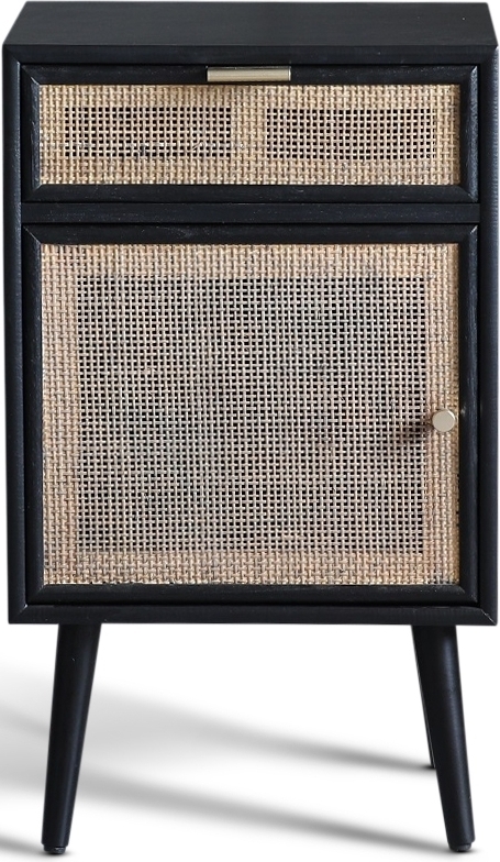 Stockholm svart nattbord med rotting + Stockholm svart nattbord med rotting +