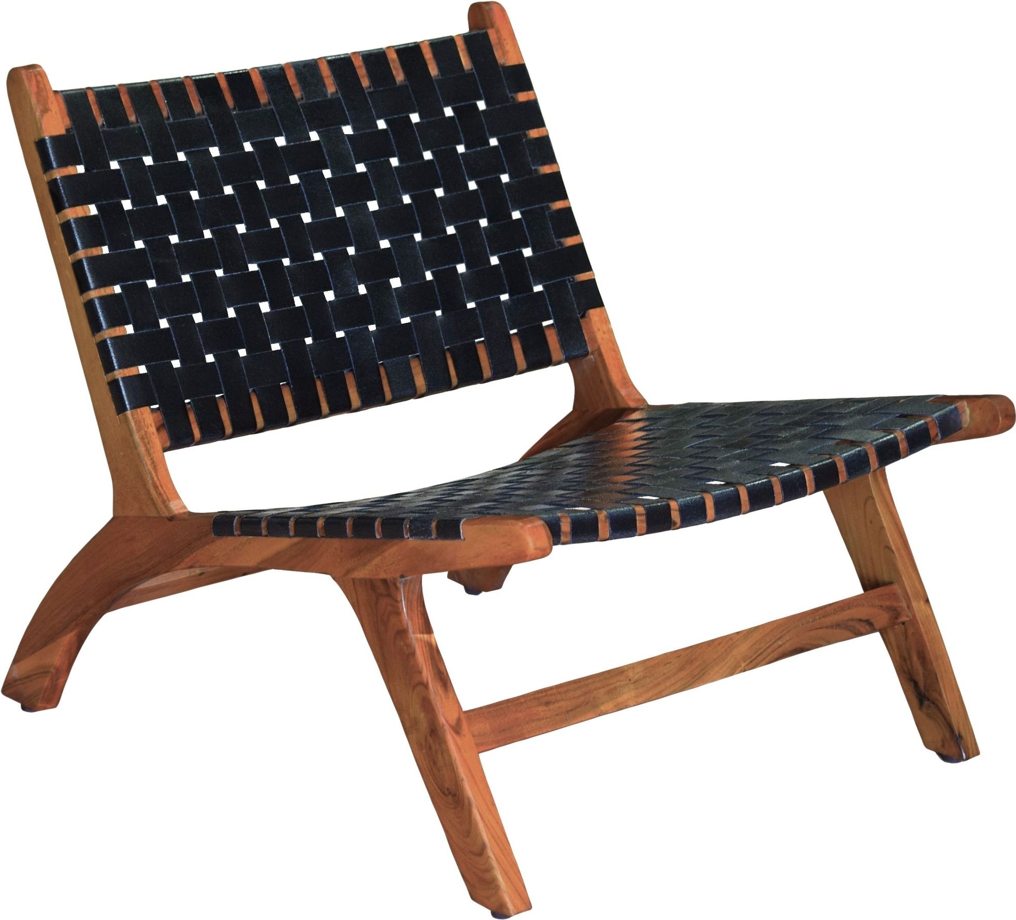 Porto Bello lenestol teak / svart anilinskinn Porto Bello lenestol teak / svart anilinskinn