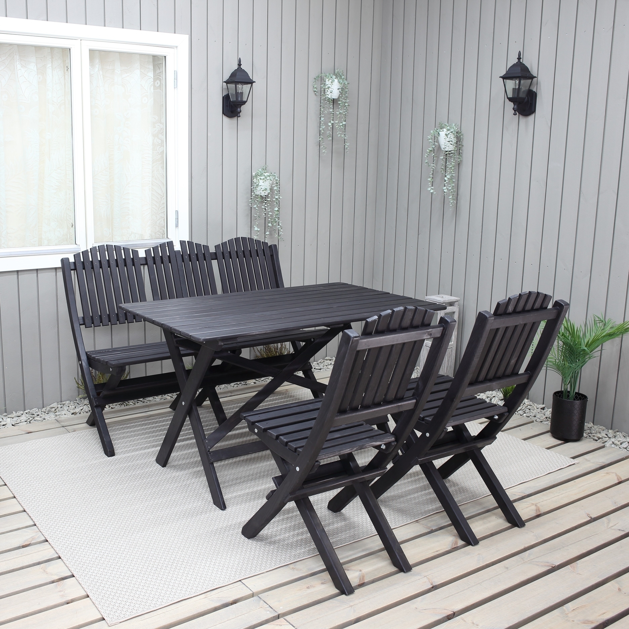 Hav�ng spisegruppe (sofa med 2 stoler og bord) - Sort