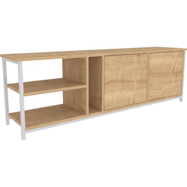 Primrose media benk - Hvit/eik Primrose media benk - Hvit/eik