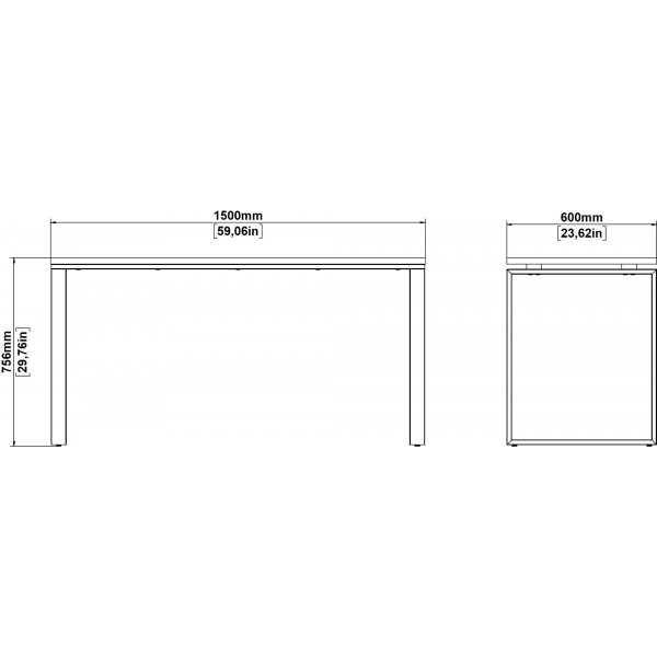 Skilt skrivebord 150 cm - Matt grå/hickory Skilt skrivebord 150 cm - Matt grå/hickory