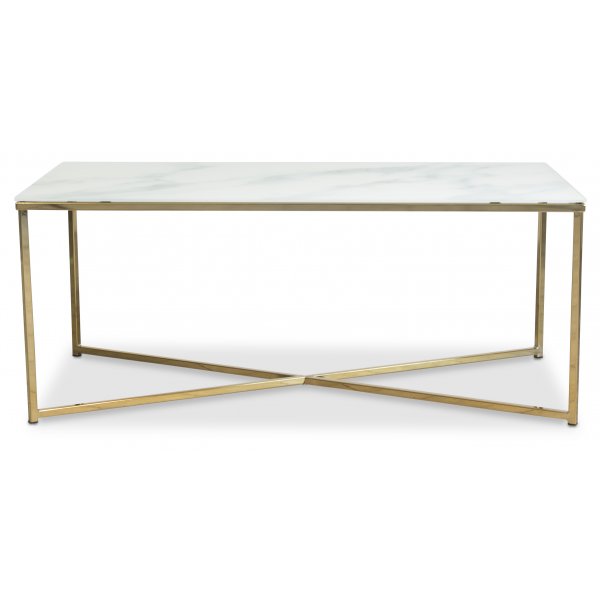 Palasso sofabord 110 cm - Messing/lys marmorering Palasso sofabord 110 cm - Messing/lys marmorering