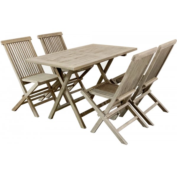 Salt� sammenleggbart spisebord i gr� teak - 120x70 cm