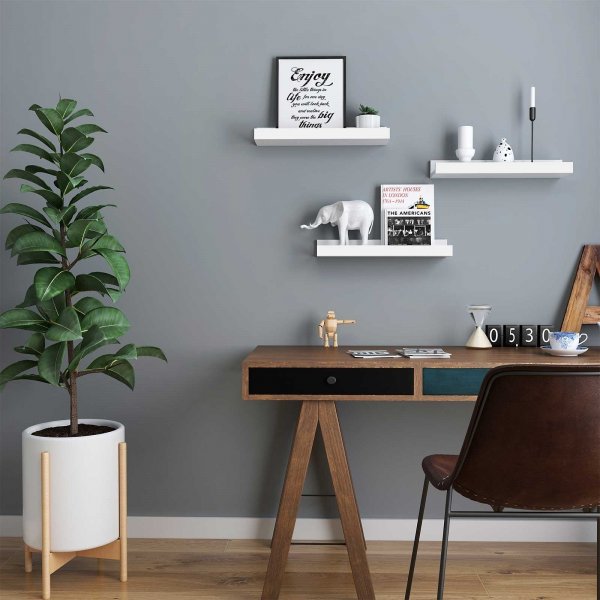 Suwon vegghylle 38 cm, 3-pakning - Hvit