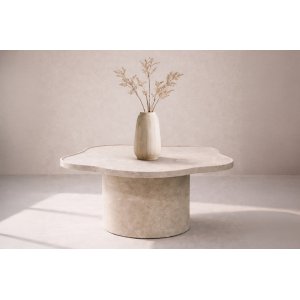 Salongbord Ilse �90 cm - beige marmorm�nstret