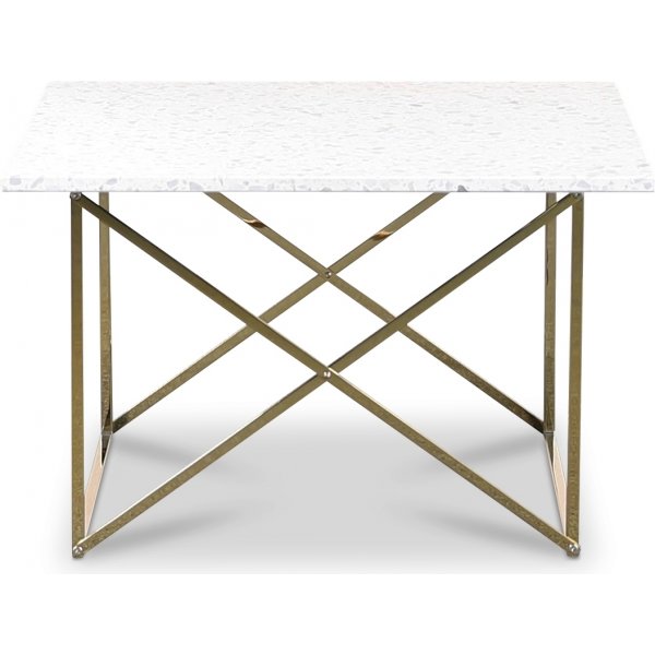 Terrazzo sofabord 75x75cm - Bianco Terrazzo & underdel cross messing