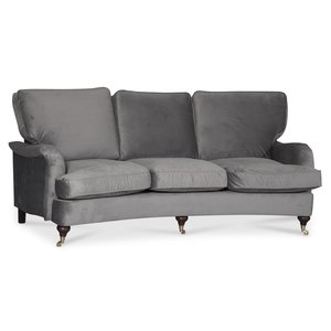 Howard Watford deluxe 4-seter buet sofa - Grå fløyel Howard Watford deluxe 4-seter buet sofa - Grå fløyel