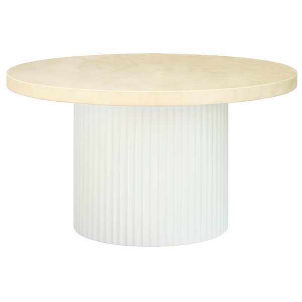 Merca rundt utendrs salongbord 80 cm - Fiberbetong / Travertintrykk