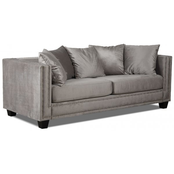 Temple Double Deco 3-seters sofa - Gr� beige / s�lv nagler