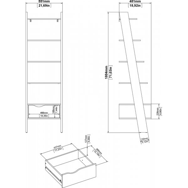 Oslo trinnhylle - Hvit/svart Oslo trinnhylle - Hvit/svart