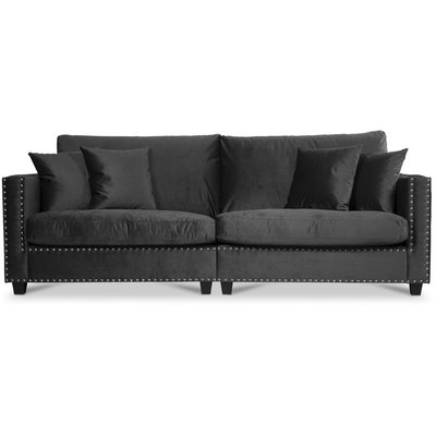Bellino 4-seters sofa - Svart flyel + Flekkfjerner for mbler
