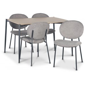 Lokrume spisegruppe med bord på 120 cm i lyst tre + 4 stk Tofta grå stoler Lokrume spisegruppe med bord på 120 cm i lyst tre + 4 stk Tofta grå stoler
