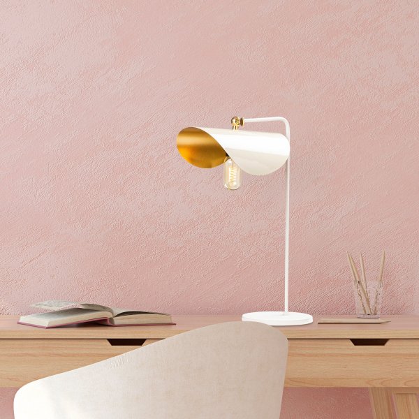 Sivani bordlampe 4 - Hvit/gull