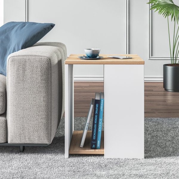 Roma sidebord 40 x 40 cm - Eik/hvit Roma sidebord 40 x 40 cm - Eik/hvit