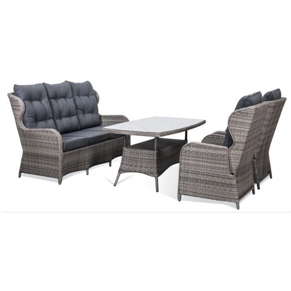 Orleans utem�belgruppe h�y rygg med recliner (3+1+1) - Gr� kunstrotting