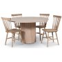 Pose spisegruppe: Bord 130 cm inkludert 4 stk pinnestoler - Whitewash