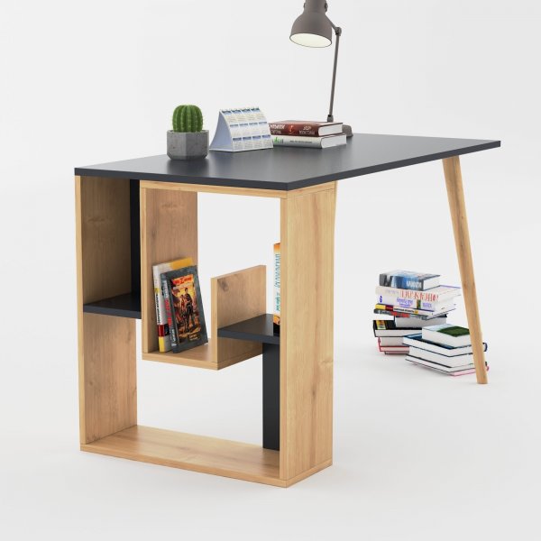 Sally skrivebord 120x60 cm - Antrasitt/eik Sally skrivebord 120x60 cm - Antrasitt/eik