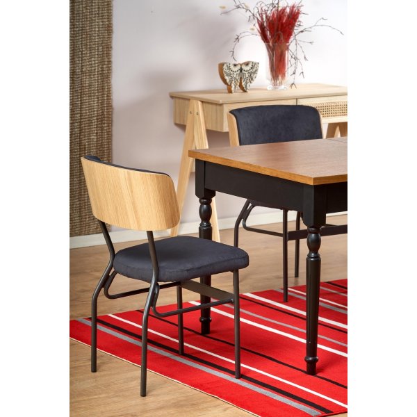 Shell spisebord 120-160 cm - Mørk eik/sort Shell spisebord 120-160 cm - Mørk eik/sort