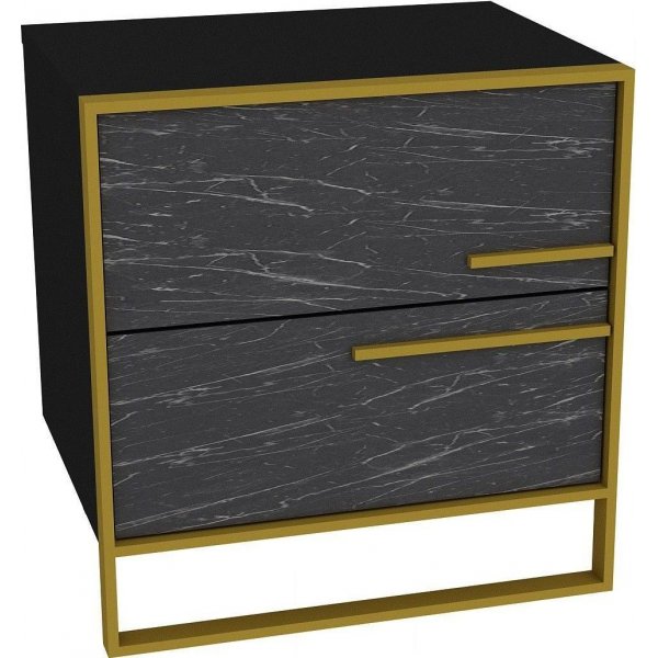 Polka nattbord - Gull/svart