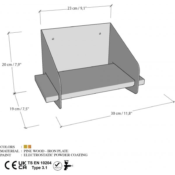 Brazo vegghylle 30 x 19 x 20 cm - Sort Brazo vegghylle 30 x 19 x 20 cm - Sort