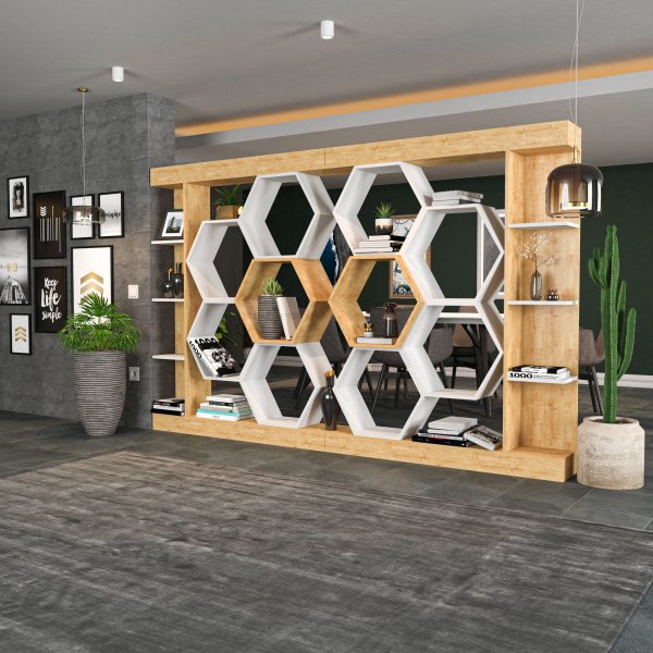 Sueno bokhylle - Hvit/eik Sueno bokhylle - Hvit/eik