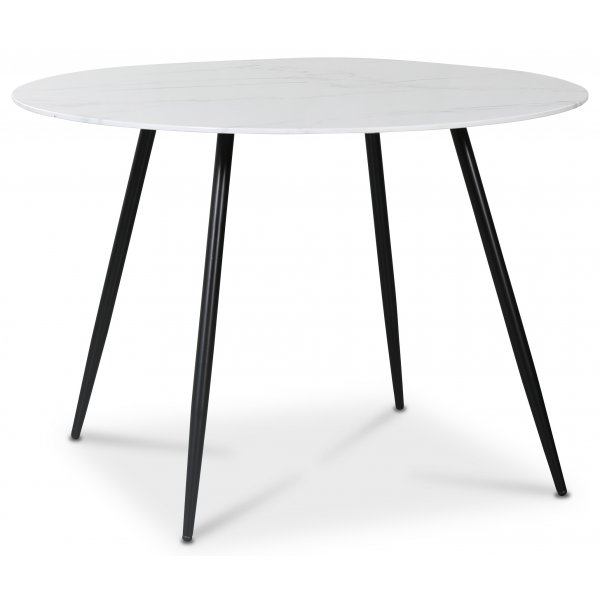 Art rundt spisebord 110 cm - Marmorert glass / Svart