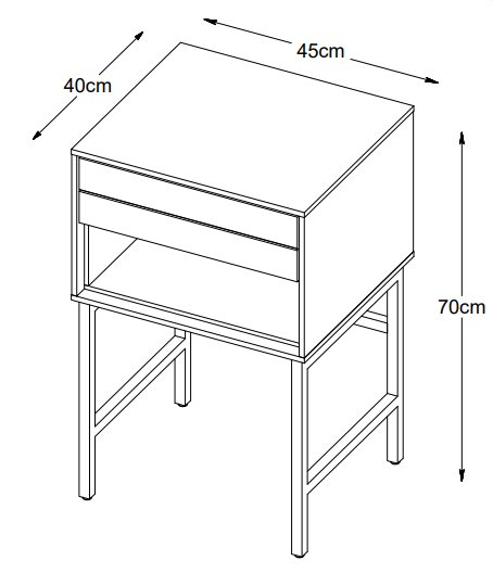 Inez nattbord med skuff i brunoljet eik - høyde 70 cm Inez nattbord med skuff i brunoljet eik - høyde 70 cm
