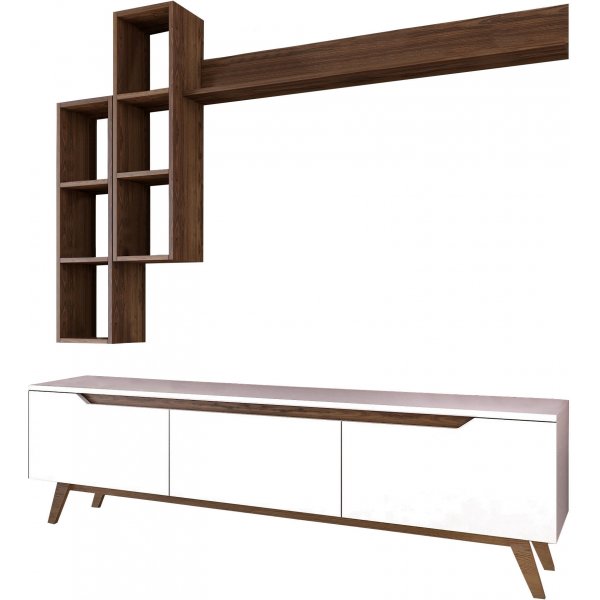 Marlon TV-stativ - Hvit/valnøtt Marlon TV-stativ - Hvit/valnøtt