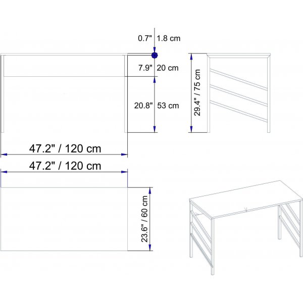 Tuna skrivebord - Gull/hvit