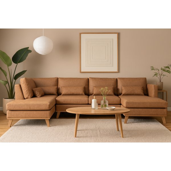 Soffa 322 cm brun PU - Ranger