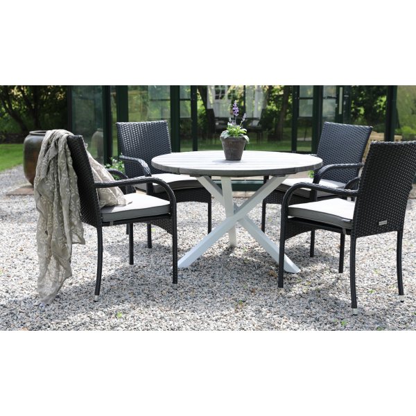 Scottsdale rundt spisebord 112 cm -Grlasert/hvit