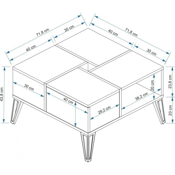 Nirvana salongbord 71,8 x 71,8 cm - Hvit/svart Nirvana salongbord 71,8 x 71,8 cm - Hvit/svart