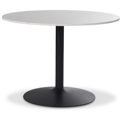 Plaza rundt spisebord - Hvit marmor/svart fot