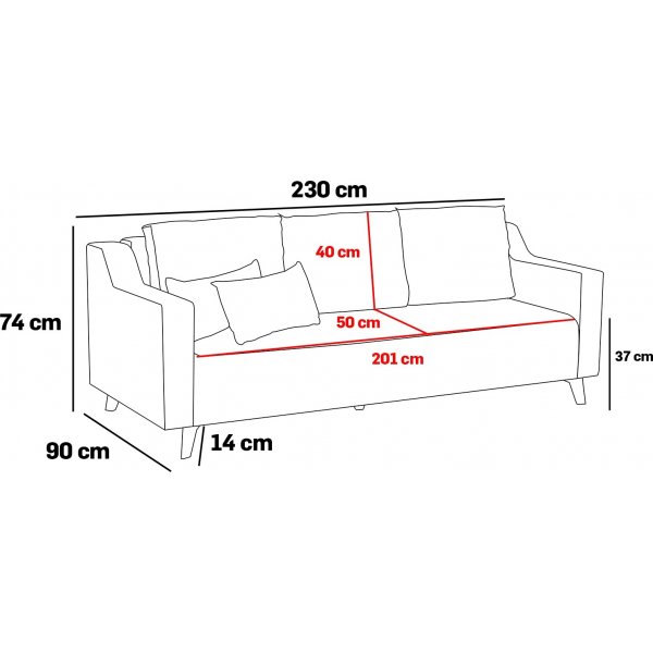 Doga 3-seters sovesofa - Grå Doga 3-seters sovesofa - Grå