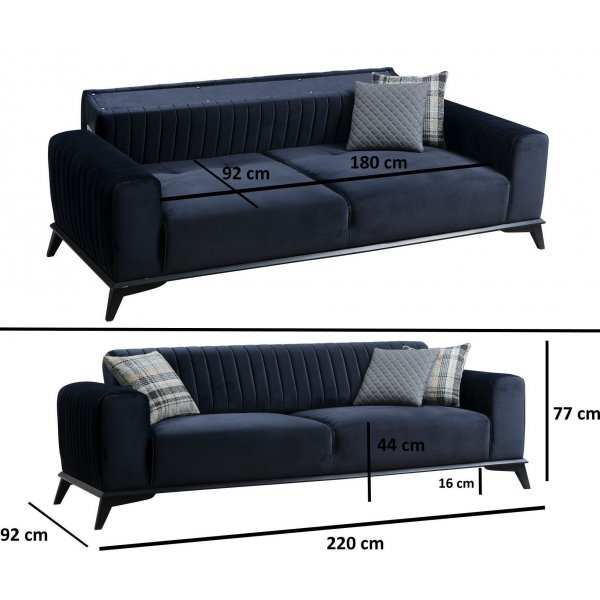 Lisa 3-seters sovesofa - Marineblå Lisa 3-seters sovesofa - Marineblå