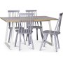 Edge spisegruppe; Spisebord i hvit HPL 140x90 cm med 4 gr Dalsland stokkstoler