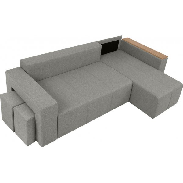 Denvo divan sovesofa med puffer - Grå Denvo divan sovesofa med puffer - Grå