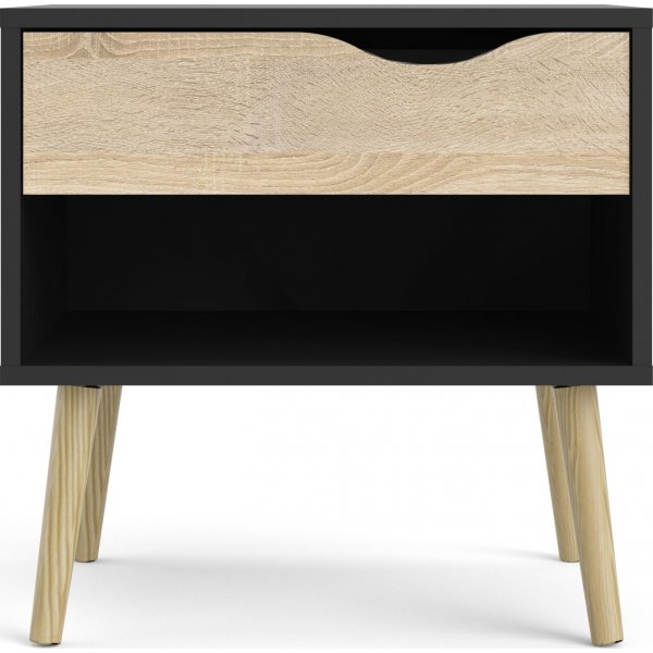 Oslo nattbord - Sort/eik Oslo nattbord - Sort/eik