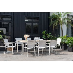 Urbanite spisegruppe med spisebord 207 cm og 8 st stable spisestoler - Beige