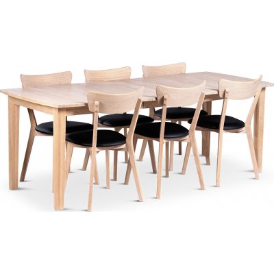 Kivik spisebord 160-210x90 cm med 6 stk Eksj stoler