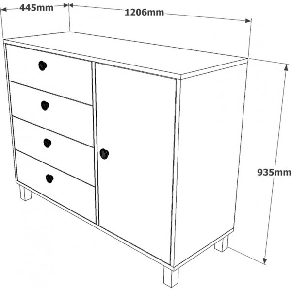 Vilamo kommode 81 - Furu/antrasitt Vilamo kommode 81 - Furu/antrasitt