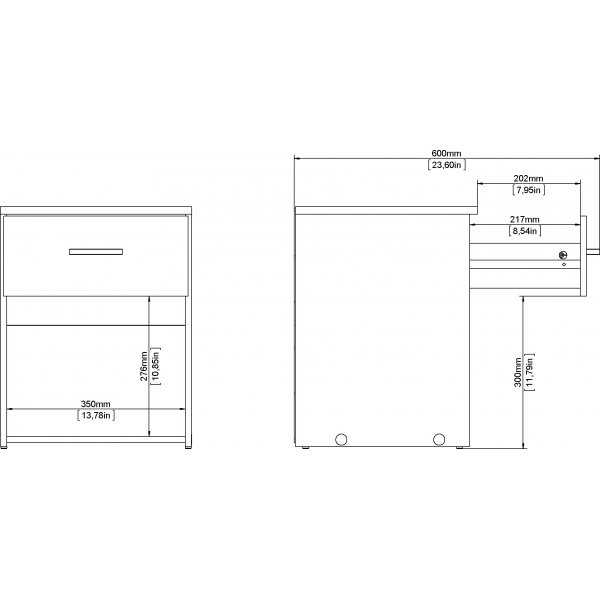 Space nattbord - Hvit
