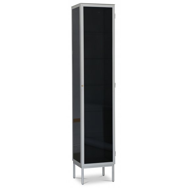 Revel vitrineskap, 200x40 cm - Hvit/tonet glass