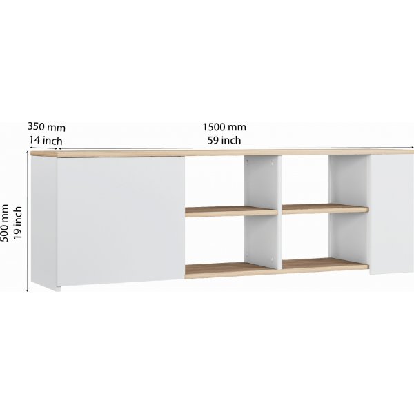 Roma mediabenk - Eik/hvit