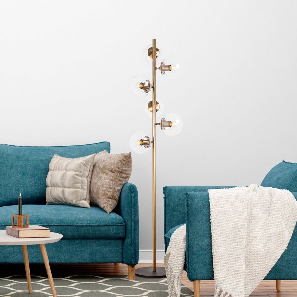 Fasett gulvlampe, klar - Vintage