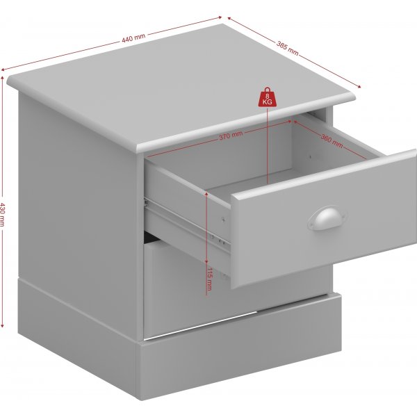 Nola nattbord - Hvit/beige Nola nattbord - Hvit/beige