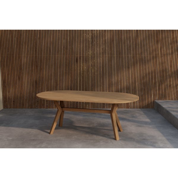Spisebord Kenya ovalt 200x100 cm - natur teak