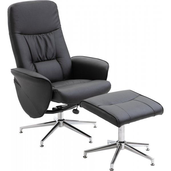 Julius recliner lenestol med fotskammel - Svart PU Julius recliner lenestol med fotskammel - Svart PU